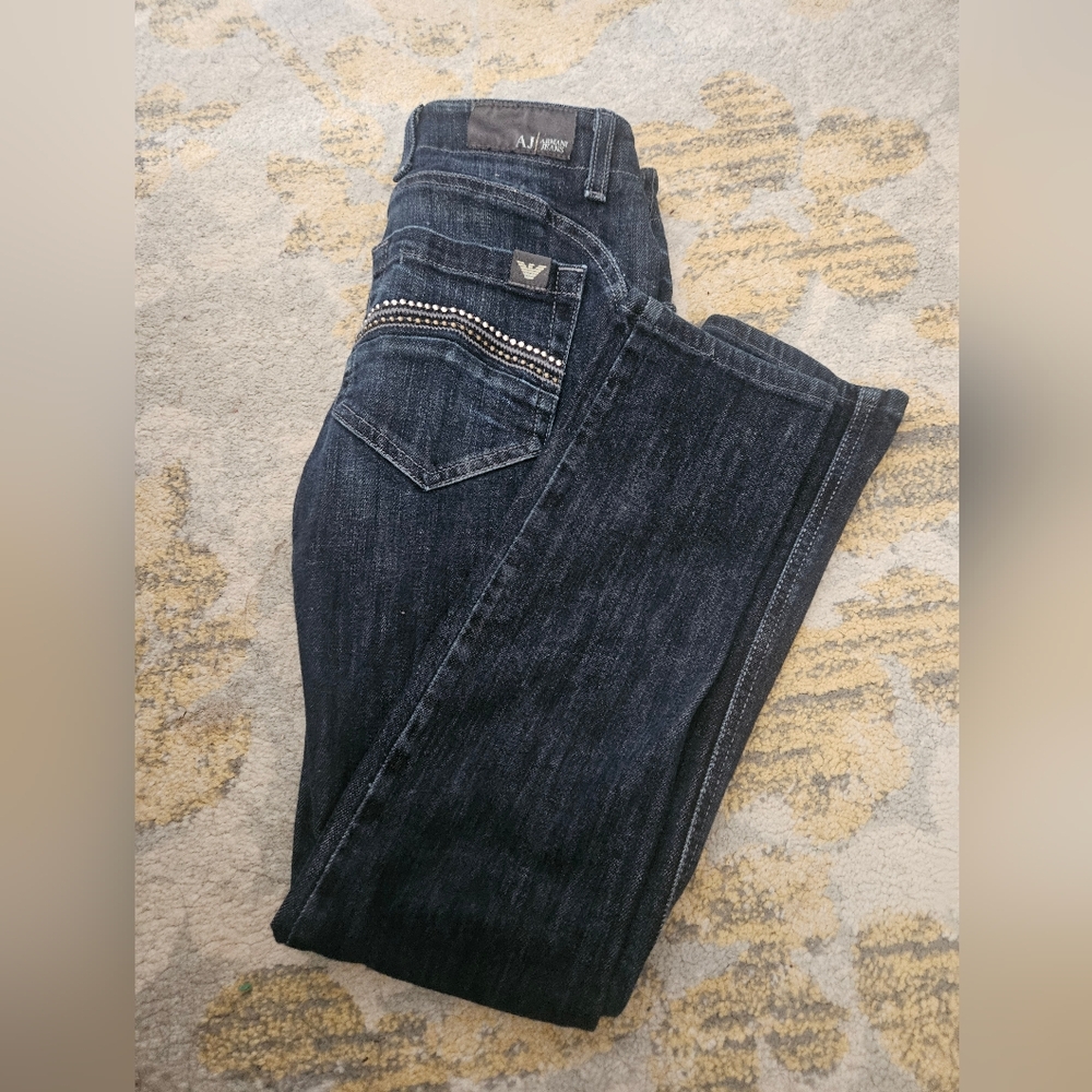Vintage Armani Women's Indigo Straight Leg Jeans. Size 26.